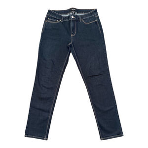 EUC Women's White House Black Market WHBM Slim Ankle Jeans 10R Dark Blue Denim